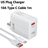 120W USB GaN Charger Quick Charge 3.0 Fast Charging Mobile Phone Adapters Wall Charger Type C Cable For iPhone 15 Samsung Xiaomi