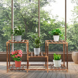 4/5-Shelves Plant Flower Stand Indoor Outdoor Wooden Plants Shelf Home Garden Pots Flower Rack Planter Display Shelf Plant Stand