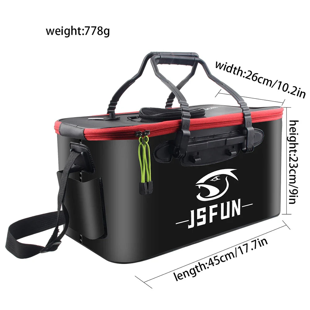 30/40/50CM Folding Fishing Bait Bucket Collapsible Fish Protection Bucket Live Fish Container with Side Pockets and Zipper Tank