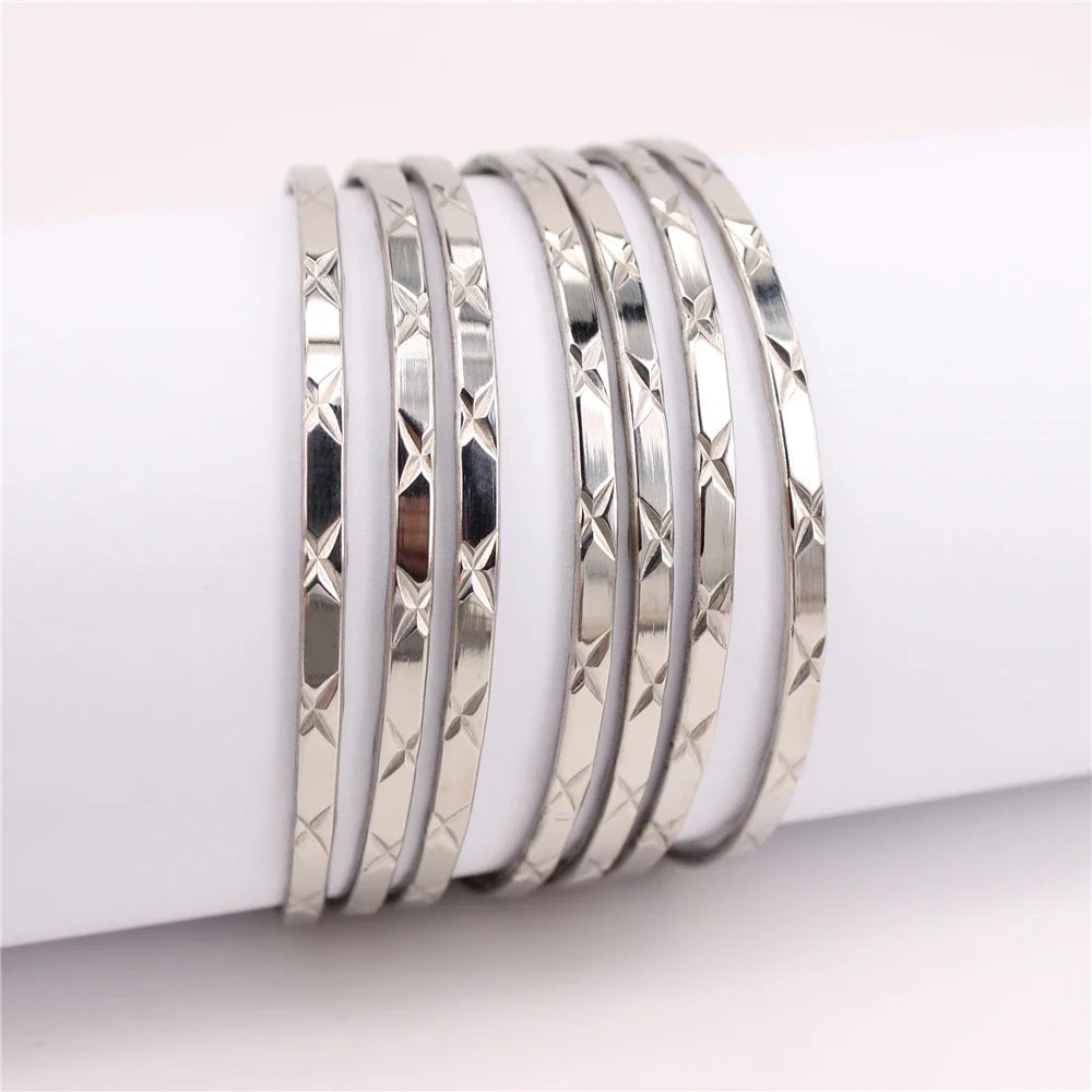 Classic and trendy stainless steel bracelet 7piece combination 3color selection 68mm gifts for men and women LH1185