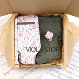 Viola Design 6PCS Gift Box Floral Solid Cotton Sock Tie Sets Clip Pin Cufflinks Hankie Men Wedding Party Daily Cravat Accessory