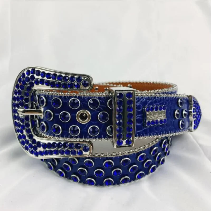 Rhinestone Belts for Women Luxury Diamond Strap Cowgirl Cowboy Bling Crystal Pin Buckle Studded Mens Belts