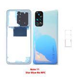 Original For Xiaomi Redmi Note 11 Middle Frame With NFC + Back Door Cover + Camera Lens + Sim tray Smartphone Repair Parts