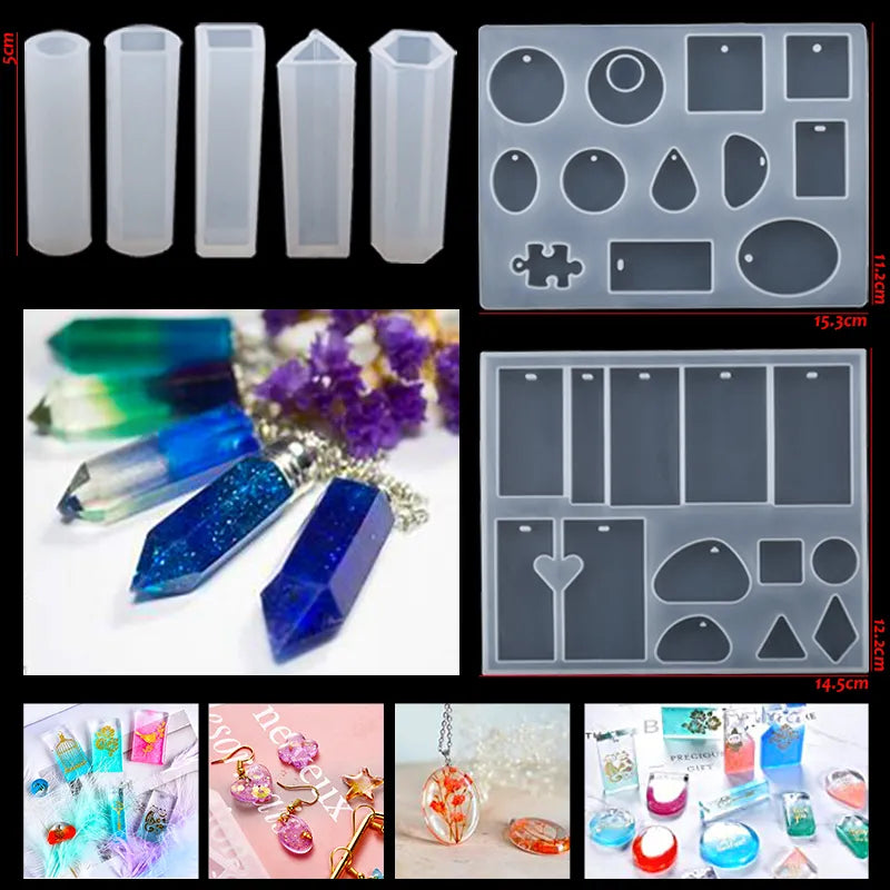 16 Styles Epoxy Casting Molds Set Silicone UV Casting Tools Kits Resin Casting Molds For Jewelry Making DIY Earring Findings