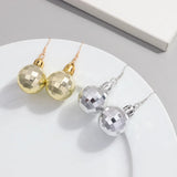 FishSheep Christmas Acrylic Mirror Disco Ball Drop Earring for Women Creative Rock 3D Bulb Dangle Earrings Xmas New Year Jewelry