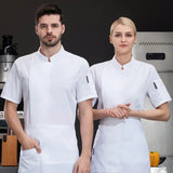 Stretchy Chef Jacket Long Sleeve Waterproof Kitchen Cook Uniform Restaurant Waiter Top