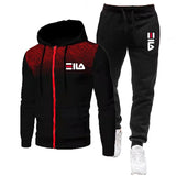 2PCS Mens Jogging Suits Autumn Long Sleeve Zipper Jacket Coat and Long Sweatpants Male Outdoors Sport Tracksuits