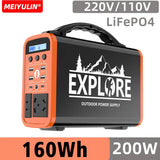 160Wh Portable Power Station 200W Emergency Outdoor External Spare Battery 220V LiFePO4 Solar Generator Power Supply Camping