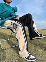 Y2k Preppy Casual Sport Sweatpants Men Streetwear Hip Hop Stripe Straight Long Trousers Oversize Wide Leg Pants 2023 New