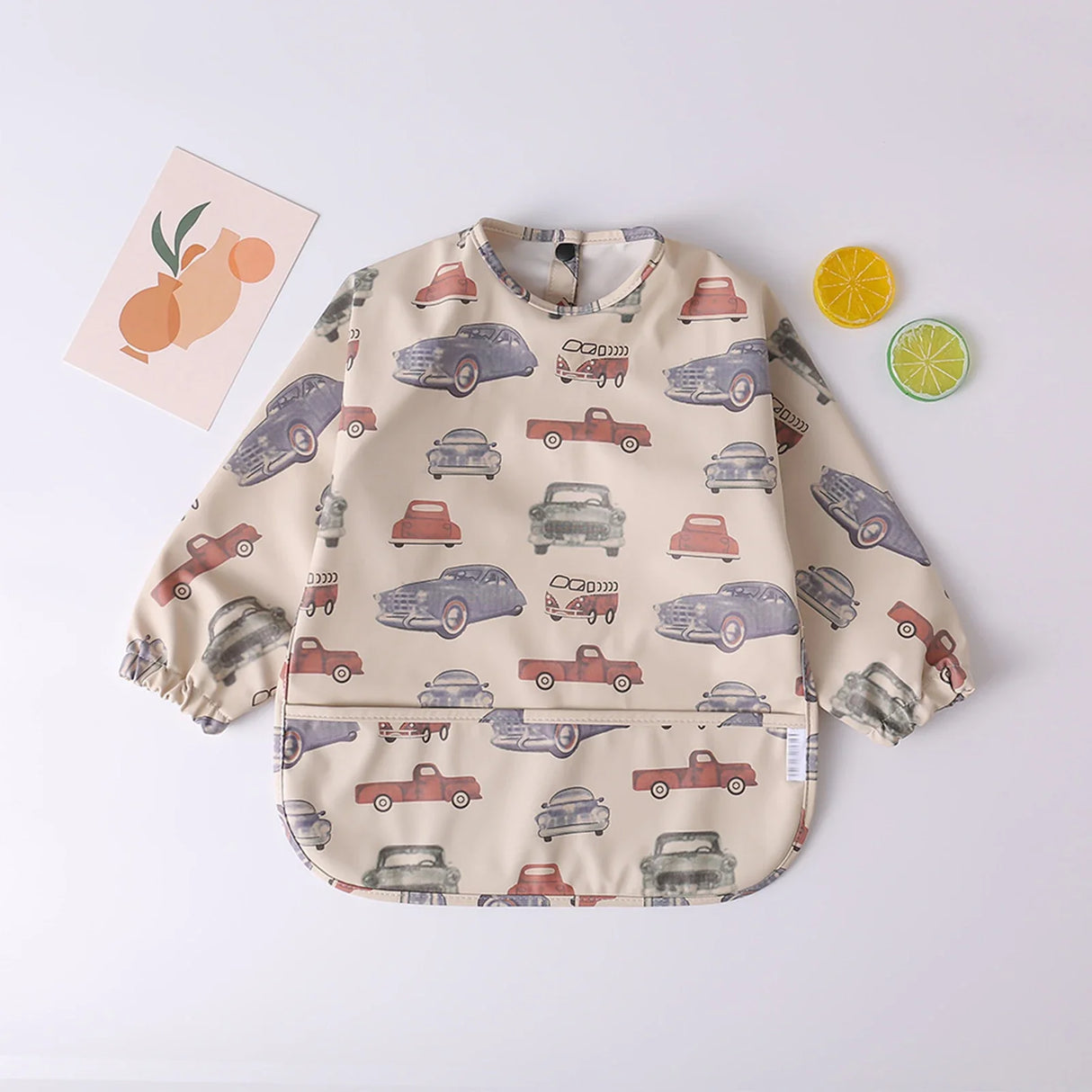 Baby Kids Toddler Long Sleeve Scarf Waterproof Art Smock Feeding Bib Apron Pocket Infant Boys Girls Burp Cloth Bandana Bibs