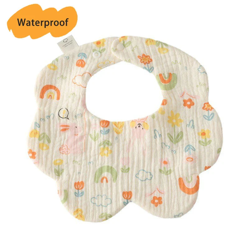 New Thickened 7 Layers Cotton Waterproof Baby Bibs Cute Print Saliva Towel Newborn Burp Cloths for Boys Girls Feeding Drool Bib