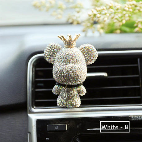 Cartoon Diamond Crystal Bow  Bear Car Pendant Mirror Hanging Ornaments Bling Car Interior Decoration Women Accessories