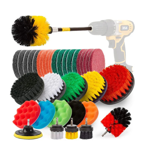 Electric Drillbrush Scrub Pads Grout Power Drills Scrubber Cleaning Brush Tub Car Cleaner Tools Kit for Automobile Care