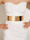 Wide Shinny Metal Wedding Belt Gold & Silver Ring Like cummerbund for women Cinturones Lady apparel Accessory S bg-026