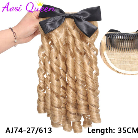 AS  Synthetic Retro Ponytail with Comb Europen Princess Curly Puff Ponytail Clip in Hair Tail Natural False Hair Extension