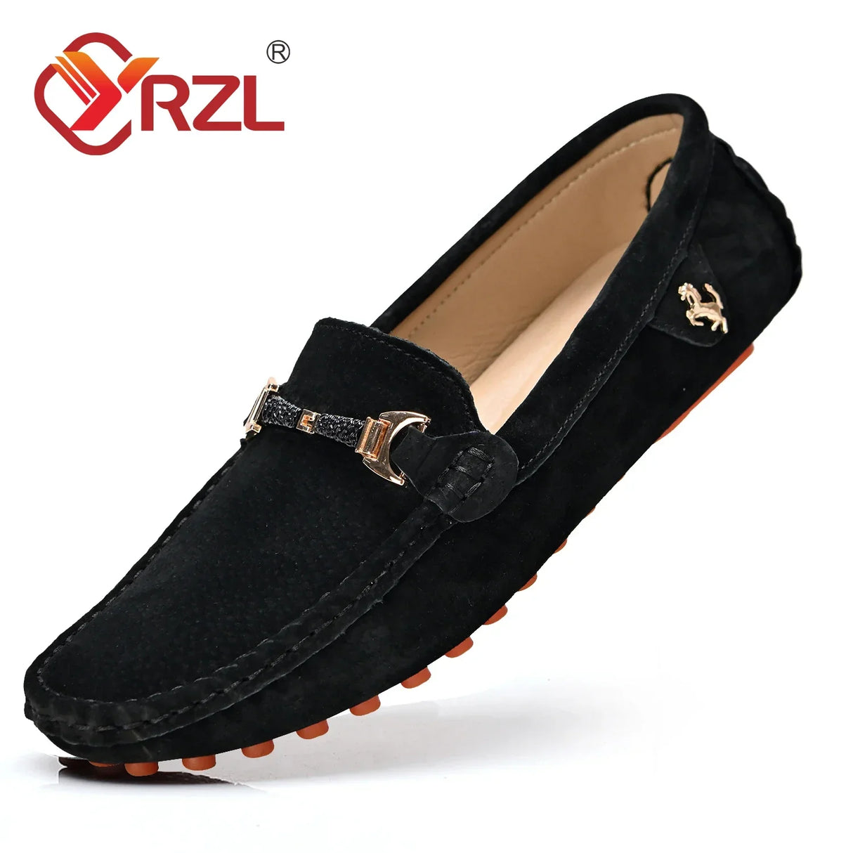 YRZL Loafers Men Big Size 48 Soft Driving Moccasins High Quality Flats Genuine Leather Shoes Men Slip-on Suede Loafers for Men