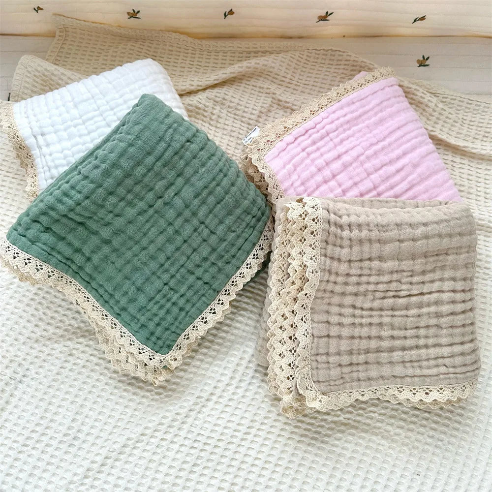 6 Layer Baby Blanket for Newborn Bath Towel Muslin Swaddle Cotton Receive Blanket Swaddling Wrap Lace Langer New Born Bedding