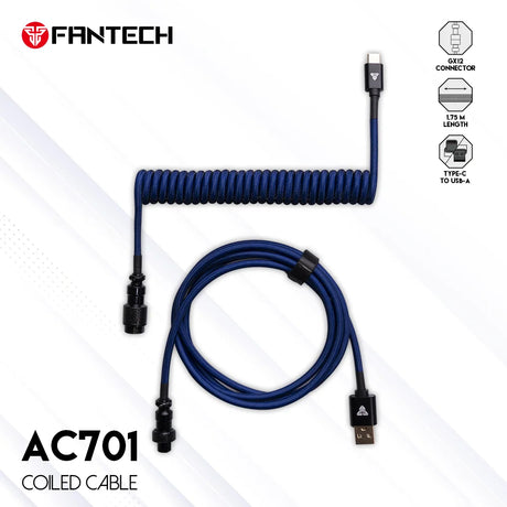 FANTECH AC701 Mechanical Keyboard Coiled Cable Type C Usb Port Cable Keyboard Aviator Desktop Computer Aviation Connector