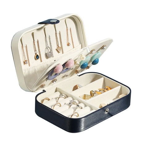 Portable Jewelry Box Jewelry Organizer Display Travel Jewelry Case Boxes Button Leather Storage Zipper Jewelers Joyero