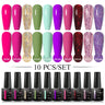 10Pcs Nude Glitter Gel Nail Polish Set Purple Pink Reflective Glitter Semi Permanent Varnishes Soak Off UV LED Nail Art Gel Kits