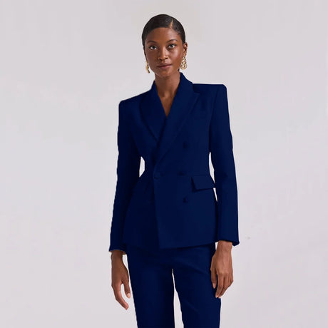 Business Suit for Women Suits Sets 2023 Women's Two-piece Suit Serge Double-breasted Slim Fit Chic and Elegant Woman Pants Set