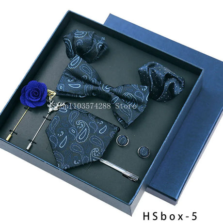 Luxury High Grade Mens Tie Set Nice Gift Box Silk Tie Necktie Set 8pcs Inside Packing Festive Present Pocket Squares