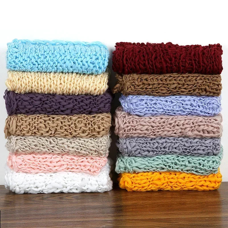 Newborn Photography Props Article Wool Blanket Baby Accessories For Knitted Wrap Shooting Outfit Session Months Birth Clothes