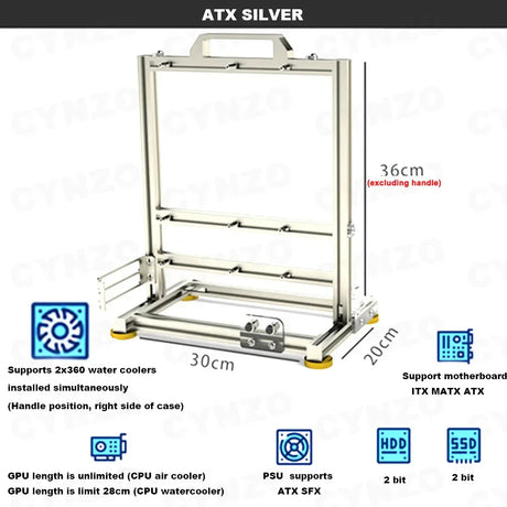 ITX MATX ATX Gamer Cabinet,MOD Desktop PC Case Open Frame Rack,Water Cooler Computer Gaming Chassis Vertical Personality DIY