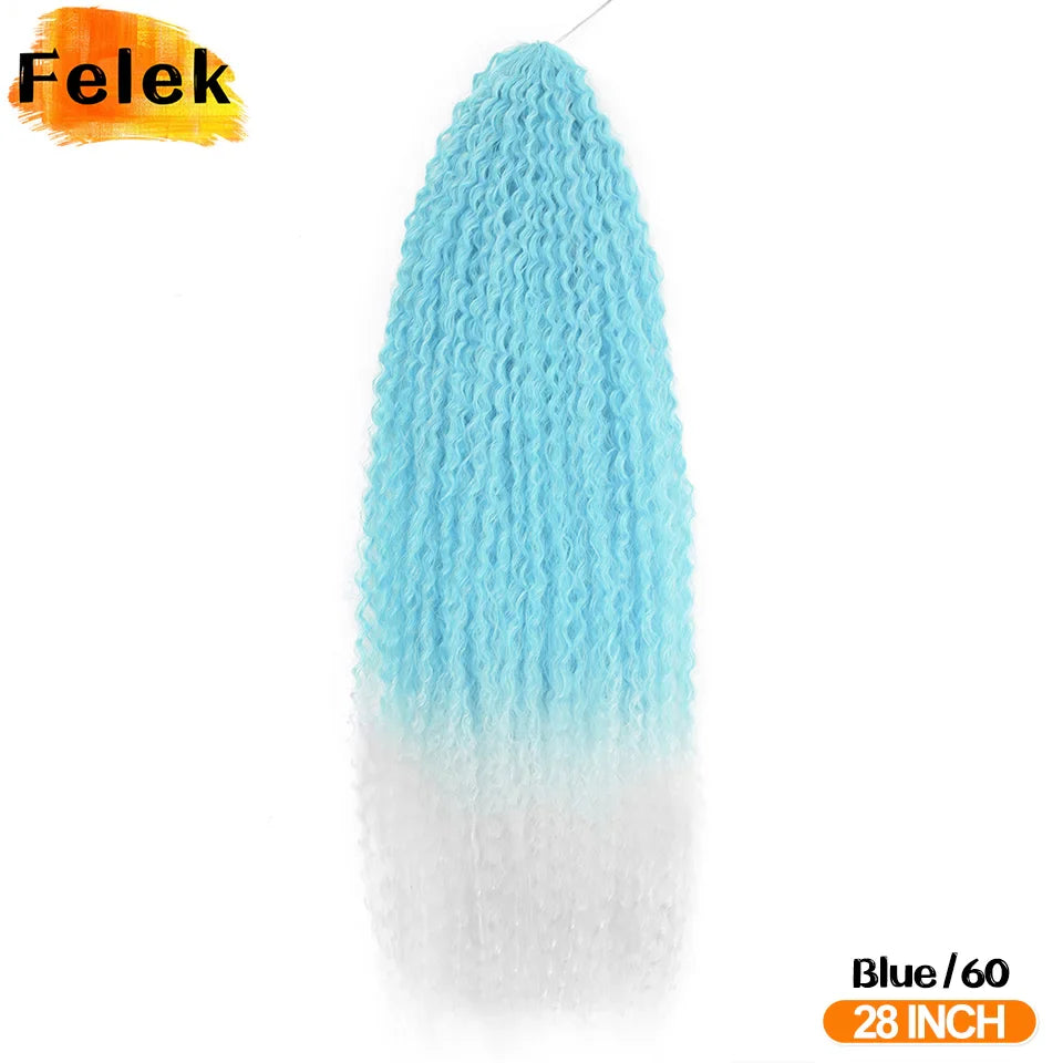 Brazilian Braids Synthetic Curl Hair Soft Braiding Extension 20-28 Inch Afro Crochet Hair Long Water Wave Ombre Color Hair Felek