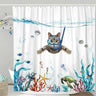 Colorful Tropical Fish Shower Curtains Ocean Animals Kids Bath Curtain Polyester Fabric Waterproof Bathroom Decor Set with Hooks