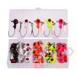 25Pcs/Box Fishing Lures Kit with Single Hook Simulation 3D Fisheye Ice Fishing Jig Heads Set for Crappie Panfish Fishing Tackle