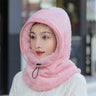 Winter Windproof Plastics Mask Scarf Cap One-Piece Riding Warm Pullover Hat Women Ear Protection Fluffy Soft Versatile Thermal