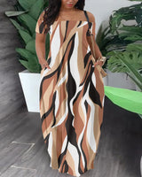 Wmstar Plus Size Women's Sleeveless Summer Dresses Oversize Halter Print Camouflage Casual Long Dress Wholesale Dropshipping