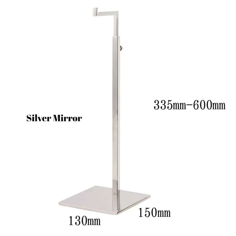 Stainless Steel Single Hook Adjustable Height Handbag Display Stand Metal Rack for Purse Holder Shoulder Bags Storage Retail