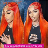 Ginger Orange #350 Peruvian Straight Human Hair Bundles with 4x4 13x4Closure  Human Hair Weaving Wefts Remy Human Hair Extension