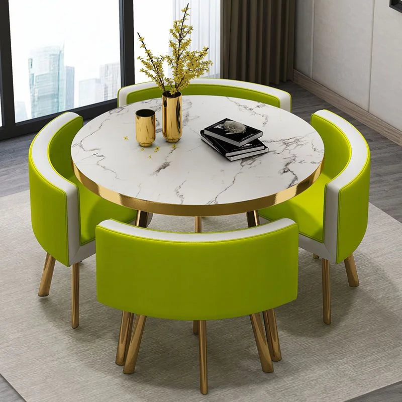 Luxury Reception Negotiation Table and 4 Chairs Round Table Office Conference Shop Visitor Desk Home Dining Tables Kitchen Mesa