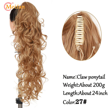 MEIFAN Long Synthetic Wavy Clip in Hair Ponytail Hair Wigs Extensions Style Claw Pony Tail Hairpiece for Women Cosplay Party