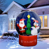 Christmas Inflatable Decoration Santa Claus Snowman Hot Air Balloon LED Lighted Snowing Inflatable Toy New Year Xmas Party Decor