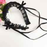 Ruffled Lace Long Ribbon Bowknot Headband Cosplay Headdress Japanese Sweet Lovely Lolita Maid Hair Hoop Accessories Dropship