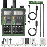 2PCS BaoFeng UV-S9 Pro V2 Walkie Talkie 10KM Long Range Transceiver Communicator Waterproof 10W Powerful UHF VHF Two Way Radio