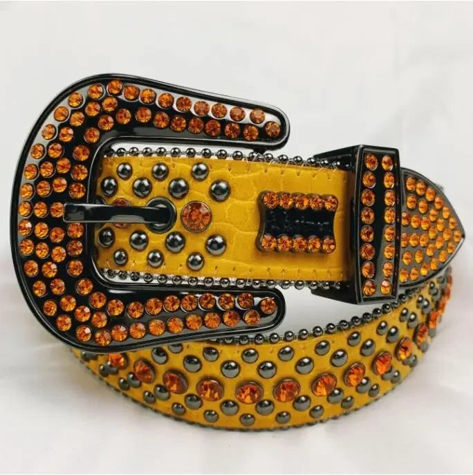 Rhinestone Belts for Women Luxury Diamond Strap Cowgirl Cowboy Bling Crystal Pin Buckle Studded Mens Belts