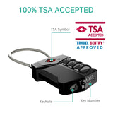 ORIA TSA Approved Luggage Padlocks 3-Digit Combination Travel Lock with Flexible Cable for Suitcase Backpack Laptop Bag Case