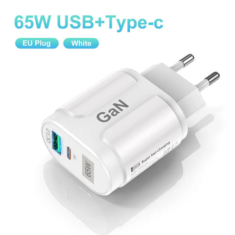 USLION GaN 65W Charger Tablet Laptop Fast Charger Type C PD Quick Charger EU KR Specification Plugs Adapter For iPhone Samsung