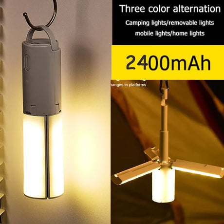 Portable Camping Lantern Rechargeable Tent Light Travel Backpack Lamp Folding Hanging Light Outdoor Emergency Lamp Work Light