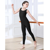 AOYLISEY Girls Black Tank Sleeveless Unitard Gymnastics Bodysuit Boys Spandex Full Body Kids Jumpsuit Scoop Neck Dance Costumes