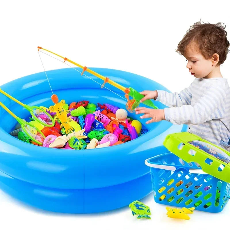 27Pcs/Set Fishing Toy Children Puzzle Boys And Girls Pool Set Of Magnetic Fishing Rod 2-Year-Old 3-Year-Old 4-Year-Old 5-Year