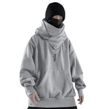 Hip Hop Mans Hooded Sweatshirts Autumn And Spring Solid Long Sleeve Ninjas Hoodie Pocket High Neck Loose Hooded Sweatshirt