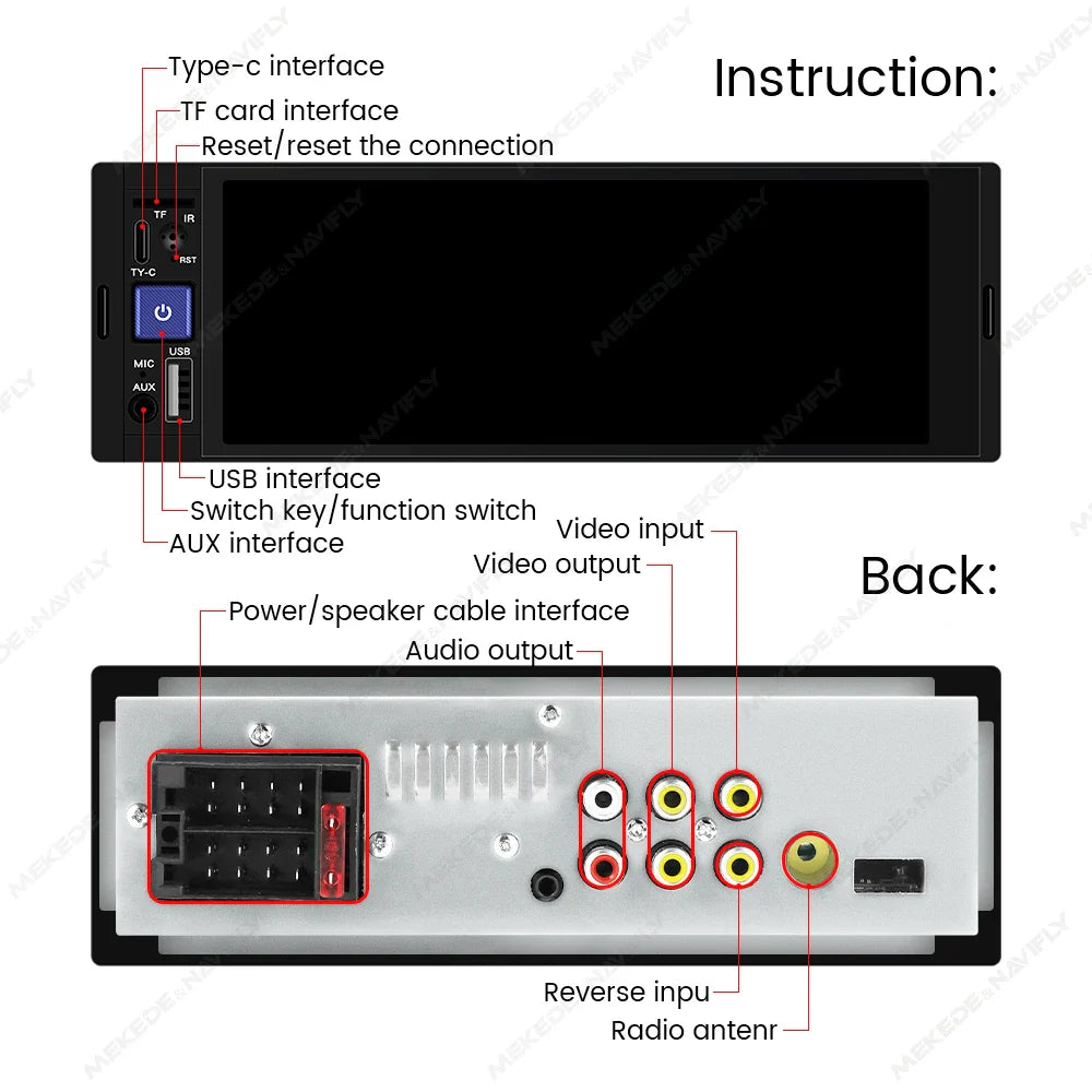 6.86inch MP5 Player Universal CarPlay Android Auto Car Radio Autoradio Multimedia Support Full Touch Screen FM AUX Bt Camera USB