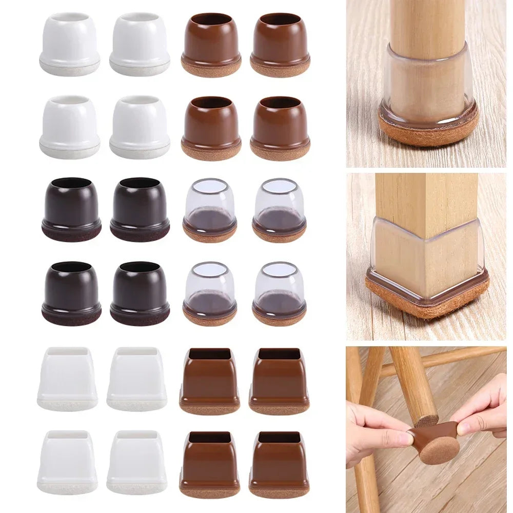 Silicone Protective Cover Mute Table Leg Chair Cover Chair Leg Floor Protectors with Thick Wrap Felt Pads Silicone