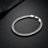 Fashion original 6MM geometric chain man 925 Sterling Silver bracelet neckalces for women luxury Party wedding jewelry sets